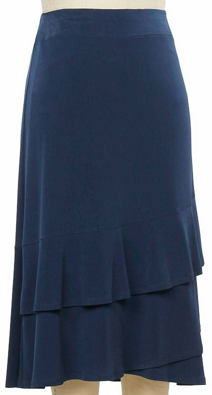 NEW N TOUCH women's fact check solid ruff skirt in phantom ink